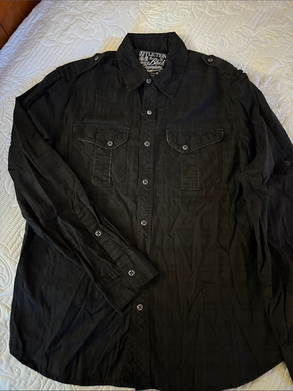 Affliction Black Long-Sleeve Button Front Shirt Jacket